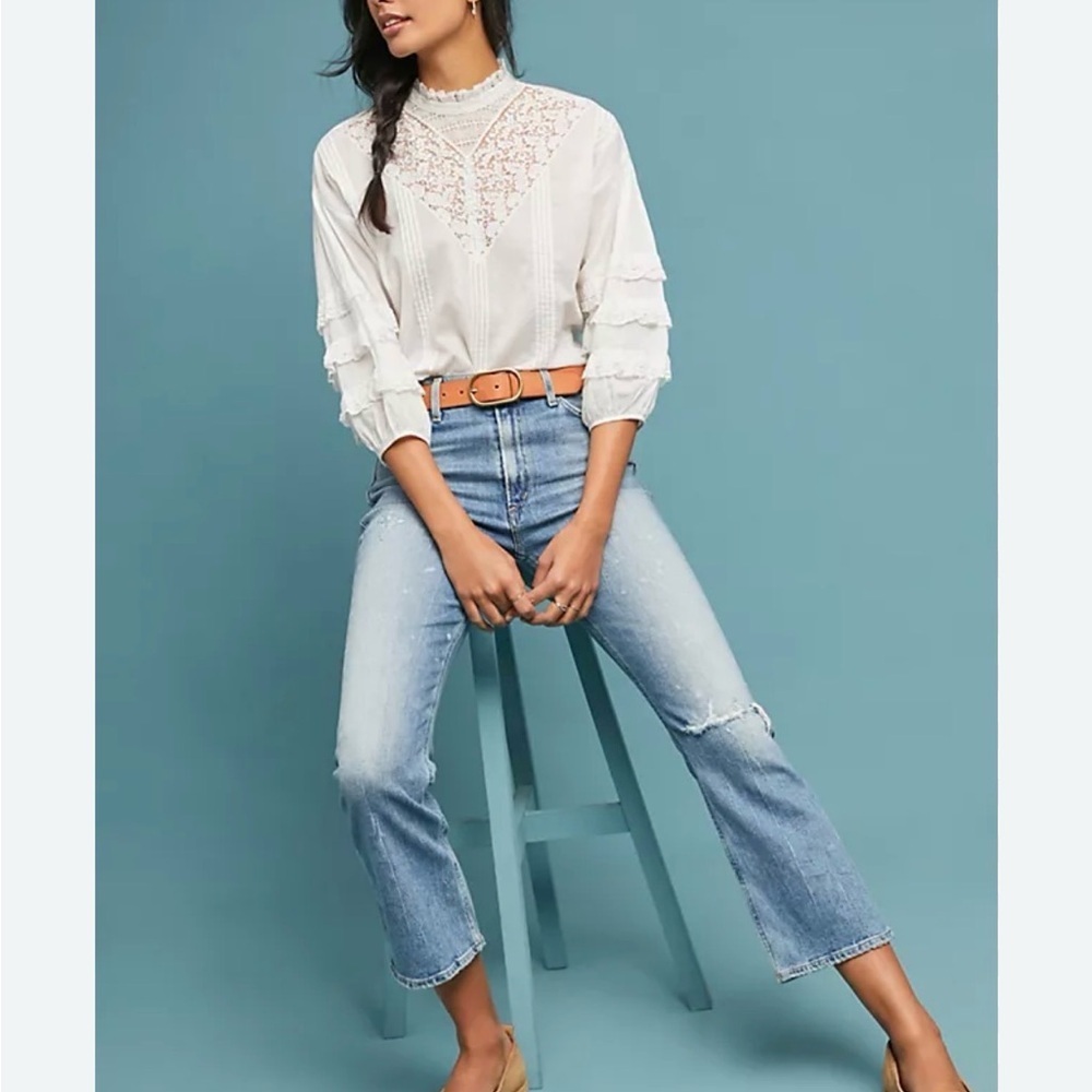 Citizens Of Humanity Demy Petite Cropped Flare Light Blue Ankle Jeans, Size 26